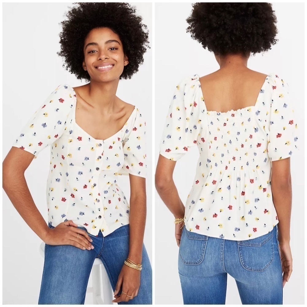 MADEWELL Seamed Button-down Shirt in Confetti Floral